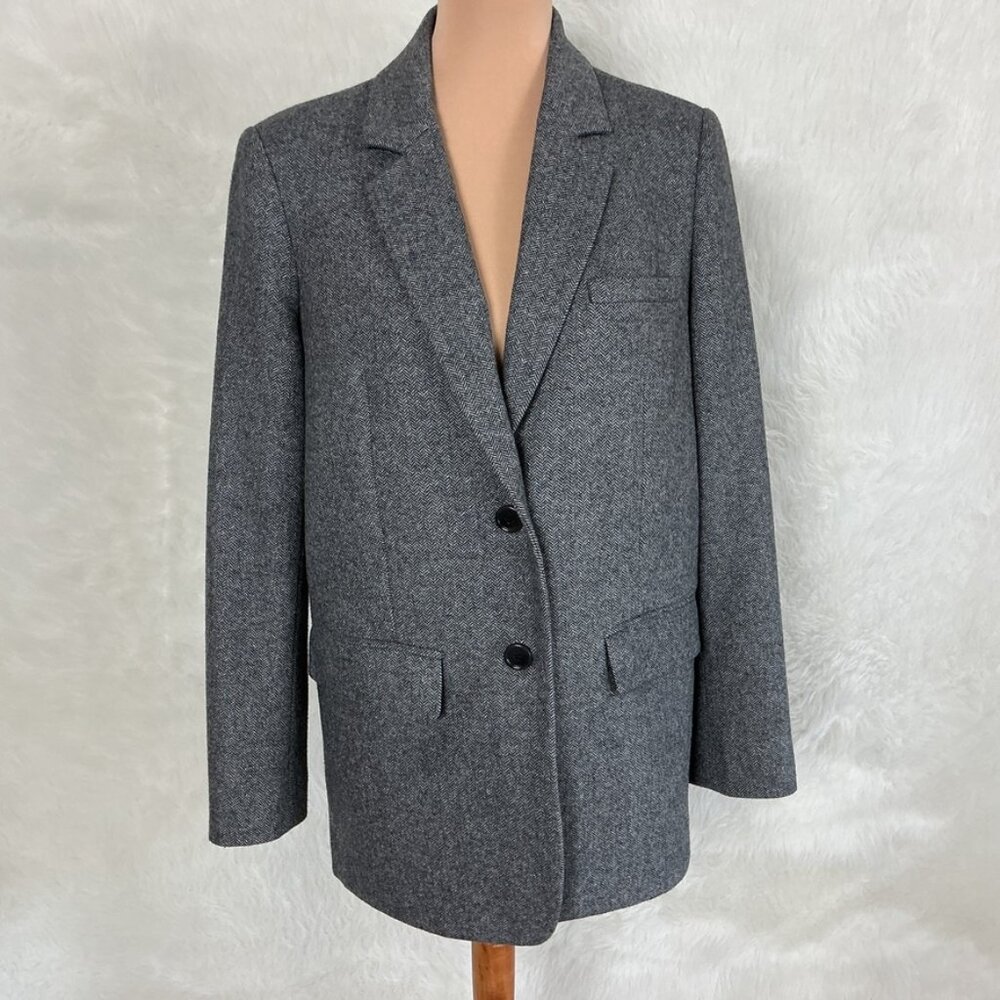 Everlane Gray Wool Herringbone Oversized Blazer Academia Fall Winter Office 2